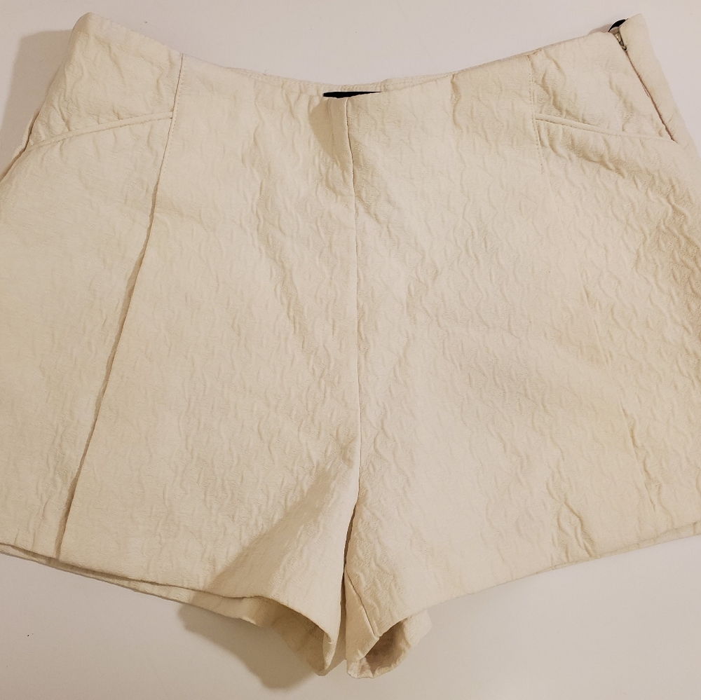 Forever 21 Textured High Waisted Cream Shorts